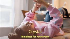  Presentation with teen - Slides having girl-lying-on-sofa-holding background and a tawny brown colored foreground