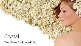  Presentation with jasmine - Slide set consisting of girl lying on white background background and a white colored foreground