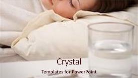  Presentation with medicines - PPT theme consisting of girl-lying-sleep-in-bed background and a lemonade colored foreground