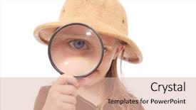  Presentation with safari - Slides featuring girl magnifying glass safari hat background and a soft green colored foreground