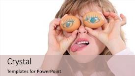  Presentation with group of three young girl - Cool new PPT theme with girl making a funny face backdrop and a soft green colored foreground