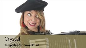  Presentation with accordion - Audience pleasing PPT layouts consisting of girl making music with accordion backdrop and a coral colored foreground