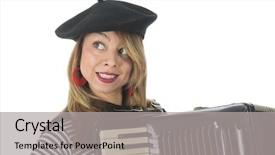  Presentation with accordion - Presentation theme enhanced with girl making music with accordion background and a light gray colored foreground