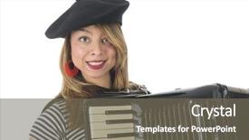  Presentation with accordion instrument - Theme having girl making music with accordion background and a gray colored foreground