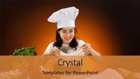  Presentation with dough - Slide deck having girl making pizza dough background and a gold colored foreground