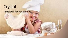  Presentation with pizza pasta - PPT theme enhanced with girl making pizza or pasta background and a lemonade colored foreground