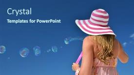  Presentation with making soap - Audience pleasing slide set consisting of girl making soap bubbles backdrop and a ocean colored foreground