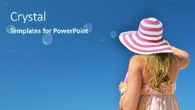  Presentation with making soap - PPT layouts featuring girl making soap bubbles background and a ocean colored foreground