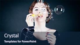  Presentation with making soap - Presentation design enhanced with girl making soap bubbles background and a navy blue colored foreground