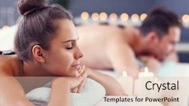  Presentation with spa salon - Amazing presentation design having girl marriage - adult happy couple relaxing backdrop and a lemonade colored foreground