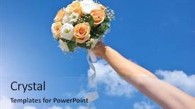  Presentation with girl design - Presentation enhanced with girl marriage - bouquet of flower in hand background and a light blue colored foreground