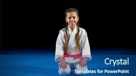  Presentation with philippine martial arts - Presentation with girl martial arts fighter isolated background and a ocean colored foreground