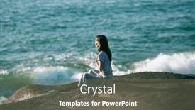  Presentation with beach rocks - Amazing slide set having girl-meditating-on-rocks backdrop and a gray colored foreground