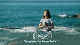  Presentation with sea - Beautiful PPT layouts featuring girl-meditating-on-the-sea backdrop and a ocean colored foreground