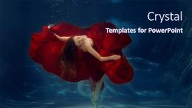  Presentation with girl model - PPT layouts having girl-mermaid-underwater-scene background and a navy blue colored foreground