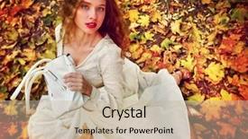  Presentation with long sleeve - Colorful PPT theme enhanced with girl model with long wave backdrop and a soft green colored foreground