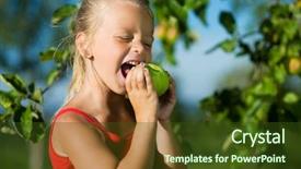  Presentation with sweet 16 - Presentation theme featuring girl nibbling a sweet apple background and a tawny brown colored foreground