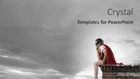  Presentation with super girl - PPT theme consisting of girl of school age in super hero costume background and a light gray colored foreground