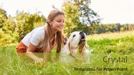  Presentation with meadow - Presentation theme featuring girl-on-a-meadow background and a gold colored foreground