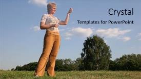  Presentation with meadow - Audience pleasing PPT theme consisting of girl-on-meadow-with-plumele backdrop and a light blue colored foreground