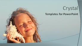  Presentation with sea shell - PPT theme consisting of girl-on-sea-background-child background and a lemonade colored foreground