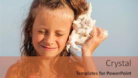  Presentation with sea shell - PPT theme featuring girl-on-sea-background-child background and a red colored foreground