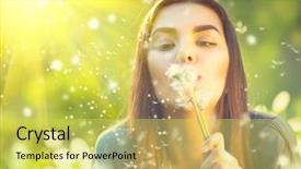  Presentation with free nature - Presentation theme consisting of girl on spring lawn allergy background and a yellow colored foreground