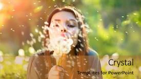  Presentation with free nature - PPT theme having girl on spring lawn allergy background and a gold colored foreground