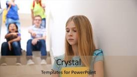  Presentation with teenage girl - Colorful PPT theme enhanced with girl on stairs at school backdrop and a coral colored foreground