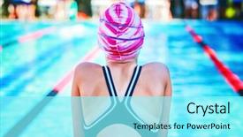 Presentation with swim - Beautiful theme featuring girl on swim team waiting backdrop and a arctic colored foreground