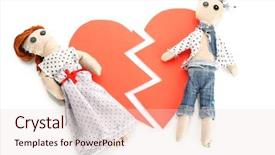  Presentation with broken heart - PPT theme with girl on the broken heart background and a lemonade colored foreground