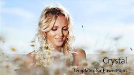  Presentation with daisy - Colorful theme enhanced with beautiful girl on the daisy backdrop and a coral colored foreground