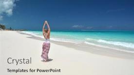  Presentation with bahamas - Presentation featuring girl-on-the-desrt-beach background and a sky blue colored foreground