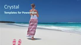  Presentation with bahamas - Cool new slide deck with girl-on-the-desrt-beach backdrop and a ocean colored foreground