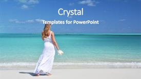  Presentation with bahamas - Theme featuring girl-on-the-desrt-beach background and a teal colored foreground