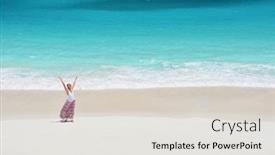  Presentation with bahamas - Theme consisting of girl-on-the-desrt-beach background and a light gray colored foreground