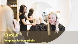  Presentation with hair salon - Slides enhanced with girl on the phone background and a  colored foreground