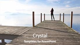  Presentation with switzerland - Cool new presentation theme with girl on the pier lake of zug switzerland backdrop and a gray colored foreground