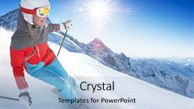  Presentation with ski - Audience pleasing PPT theme consisting of tools she looking aside backdrop and a gray colored foreground