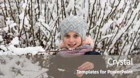  Presentation with lilac bush wood - Colorful PPT theme enhanced with girl on the snowy bush backdrop and a  colored foreground