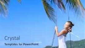  Presentation with swing - Presentation theme having girl-on-the-swing background and a light blue colored foreground