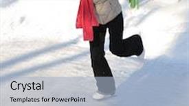  Presentation with rink - Presentation theme consisting of girl on winter skate rink background and a light blue colored foreground