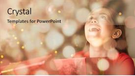  Presentation with christmas gift wrap - Theme enhanced with girl opening a magical christmas background and a coral colored foreground
