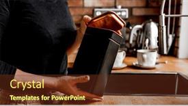  Presentation with beverage tea - Presentation design featuring girl-opening-tea-black-metal background and a tawny brown colored foreground