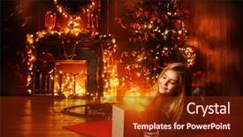  Presentation with apartments - Colorful PPT layouts enhanced with girl opens a gift box backdrop and a tawny brown colored foreground