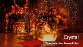  Presentation with pretty girl - Slides featuring girl opens a gift box background and a  colored foreground