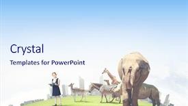  Presentation with school - Beautiful presentation theme featuring girl outdoor with wild animal backdrop and a sky blue colored foreground