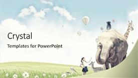  Presentation with anime cute japan cosplay - Theme featuring girl outdoor with wild animal background and a  colored foreground