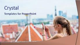  Presentation with outdoors - Amazing PPT theme having girl outdoors exploring tallinn old backdrop and a  colored foreground