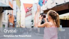  Presentation with view of the old port - Amazing PPT theme having girl outdoors exploring tallinn old backdrop and a  colored foreground